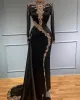 Vestidos de baile preto árabe aso ebi ebi renda de renda com manga longa para a noite festa formal em segunda recepção vestidos de noivado GB0906