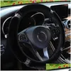 Steering Wheel Covers Ers 37-38Cm Diameter Soft P Rhinestone Car Er Interior Accessories Black Pink Drop Delivery Automobiles Motorcyc Otpfv