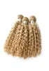 Наращивание волос Blonde Kinky Curly 613 Kinky Curly Бразильское наращивание волос Virgin Remy Kinky Wavy 3 пучка Быстрая доставка для B2602661