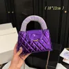 24K Womens Patent Leather Withicity Vintage Counter Counter Facs Top Hand Totes GHW Crossbody Handbags Clutch Outdior Sacoche Phone حامل بطاقة مكياج 18 × 12 سم 5 ألوان