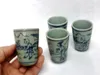 Şişeler Yizhu Kültürlü Sanat 4 PCS Koleksiyonu Çin Old Blue-White Porselen Boyama Çocuk Figür Kupası Kase