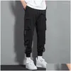 Pantalons pour hommes Hip Hop Joggers Cargo Pantalons Hommes Harem Mti-Pocket Rubans Homme Pantalons de survêtement Streetwear Casual Mens Techwear Drop Delivery App Dhwef