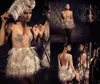 2019 Elihav Sasson Robes De Cocktail De Plumes Perles Sexy Col En V Illusion Courte Robe De Bal Dos Nu Tenue De Soirée Robes De Soirée Pour Wo3793144