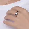 Simples aço inoxidável 18k ouro gravar flor rosa padrão anel de dedo alto polonês cauda anel bang para mulheres moda jóias
