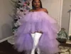 Lavender Tulle Hi Low Homecoming Dress Straplees Party Dresses Tiered Ball Gown Cocktail Dress High Low Skirt Tutu Women Formal Ve9051871