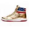 T Trump Sneakers Asla Teslim Teslim Tasarım Tasarımcı 1 TS Gold Custom Erkekler Açık Mekan Spor ayakkabıları konfor Spor Gündelik Modaya Düzenli Dantel Up Dışarıda Parti Ayakkabıları