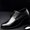 Chaussures décontractées hommes formel en cuir PU forme ronde dentelle imperméable et antidérapant respirant augmente