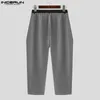 Men's Pants INCERUN 2024 American Style Trousers Mens Button Silhouette Design Long Casual Well Fitting Male Solid Pantalons S-5XL