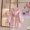 Coat Girls' Hooded Trench Cost 2024 Autumn Spring Waist Princess Mid-length Korean Children's Clothing Loose Double Breasted 5-14 Yrs