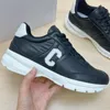 24SS Fashion Female Designer Run series Sneakers logo printe soft grain leather breathable mesh leather patchwork anti slip big sole wear-resistant lady sport shoes