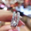 Klusterringar Moissanite Eternity Ring 0 7 CT D Color VVS1 Clarity Platinum Plated 925 Sterling Silver Wedding Band Engagement297M