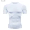 Koszulka damska Mężczyźni Koszulka Kompresyjna krótkie sportowe tee na siłownię fitness bluza joggingowa Homme Athletic Shirt Tops 240311