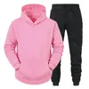 Mens hoodie+pants wool sportswear solid zippered jacket sportswear hoodie 240311