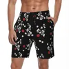 Herr shorts vit blomma tryck bräde sommar retro blommor hawaii korta byxor män som kör surf bekväma badstammar