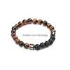 Beaded 8mm Natural Lava Stone Handgjorda Strands Charm Armband för kvinnor Män Lover Yoga Party Club Energy Jewelry Drop Delivery Dhjbu