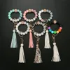 Silicones coloridos frisado pulseira de pulso chaveiro para mulheres meninas saco de silicone chaveiro acessórios de jóias