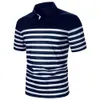 Men Short Sleeve Polo Shirt Two-Color Splicing And Stripe Design Tops Streetwear Casual Fashion Contrast Color Men Polo Shirt 240309