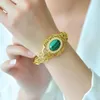 Bileklik gerginlik montajı altın hetian jade kadın bilezikleri ayarlanabilir metal vintage mücevher lüks