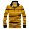 Automne hiver polo haute qualité marque coton hommes polo à manches longues décontracté rayé chemise polo hommes vêtements 240309