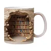 Tasses en céramique étagère tasse à café conception de salle créative effet 3D livre bibliothèque étagère tasse cadeaux pour les amoureux
