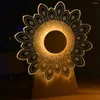 Nattlampor USB Power 3D Windmill Light Wood Rotating Music Box Creative Gift Table Lamp Hem Desktop Decoration