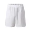 Summer mens beach shirt board shorts set pure white linen shirt button top bottom tracking clothing 2022 240311