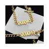 Pendant Necklaces Women Chain Choker Gold Necklace Designer Stainless Steel Punk Brand Letter Bracelets Vintage Hip Hop Jewelry Set Dr Ot91L