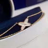 Designer charme pulseira jóias mulheres diamante ins moda simples versátil pequeno design sentir dupla clavícula corrente