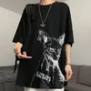 Mens T Shirts Men T-shirt Summer Dark Tee High Street Gothic Skull Tshirt Loose Oversized Short-sleeved Cotton Anime Streetwear Top