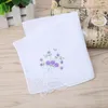 Bow Ties 2024 6 Pcs Vintage Cotton Ladies Embroidered Lace Handkerchief Women Floral Hanky