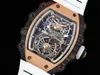 Montre pour hommes 2024, mouvement Tourbillon RM21-01, boîtier en fibre de carbone, base en matériau 214, bracelet en caoutchouc naturel, verre saphir