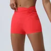 LU-240 Geplooide buikaanscherping sportshorts yoga cropped broek geen t-lijn running fitness gym ondergoed leggings