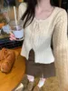 Work Dresses Round Neck Butterfly Dew Collarbone Double Zipper Fried Dough Twists Knitting Cardigan Winter Slim Skirt Female Clothing
