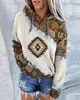 Damen-Kapuzenpullover, Sckarle Aztec Western-Kapuzenpullover, langärmelig, süßer leichter Pullover, lässiges Damen-Sweatshirt, Herbst und Winter