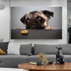 Pintura moderna em tela de tamanho grande, pôster de cachorro engraçado, arte de parede, imagem de animal, impressão hd para sala de estar, quarto, decoração 275x