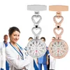 Silver Rose Gold rostfritt stål Nurse Watch Medical Heart Flower Diamond Design Doctor Fob Quartz Pocket Watches Pendant Clock338r