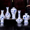 Vaso de porcelana tradicional chinês azul branco vasos de flores de cerâmica decoração de casa vintage 1836