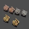 Luxury Designer Earrings Screw Back Four-leaf Clover Earrings Womens Fashion 18K Gold Earring Jewelry329i