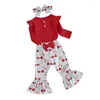 Ensembles de vêtements Né Baby Girl Saint Valentin Tenue My First Valentine Romper Pantalon évasé Printemps