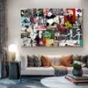 Banksy Graffiti Collage Art Pop Canvas Schilderij Posters en Prints Cuadros Muur Kunst voor Woonkamer Thuis Decor251p