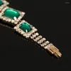 Bangle Fashion Wedding Bracelets Jewelry Luxury Women's Green Crystal Stone Bracelet Charm For Ladies Link Chain Bangles