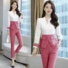 سروال من قطعتين للسيدات بدلات أنيقة أنيقة للسيدات Office Wear 2 مجموعة من السيدات المقسمة أعلى و Pant Business Disual Outfit 3XL