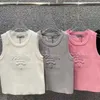 Designer Luxe Dames Gebreide T-shirts Cropped Top T-shirts Dames Tank Designer Borduurvest Mouwloos Ademend Gebreide Trui Dames Sport Tops BE1A