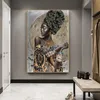 Målningar afrikansk svart kvinna graffitikonst affischer och tryck abstrakt tjej canvas på väggen bilder dekor214e