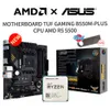 Nieuwe ASUS TUF GAMING B550M-PLUS Moederbord + AMD R5 5500 CPU Pak Socket AM4 Zonder Ventilator