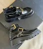 Zomermode Vrouwen Carter Loafers Schoenen Zwart kalf Leather Riem Boots Tread Rubber Sole Moccasin Comfort Oxford Walking EU34-41
