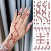 Brown Henna Tattoo Body Stickers för kvinnor Henna tillfälliga tatueringar Lace Floral Mehndi Tattoo Waterproof Fake Tatoo Festival 240309