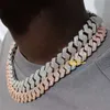 Rappers Jewelry Gold Plated 925 Silver 3 Rows 14mm 15mm 18mm 20mm Moissanite Diamond Iced Out Cuban Link Chain Hip Hop Necklace