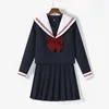 School Uniform Dress Cosplay Costume Japan Anime Girl Lady Lolita Japanese Schoolgirls Sailor Top Tie Pleated Skirt Outfit Women 240323