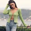 Women's Knits Spring Autumn V Neck Knitted Cardigan Sweater Women Sexy Cropped Tops Y2K Long Sleeve Cardigans Open Stitch Slim Knitwears